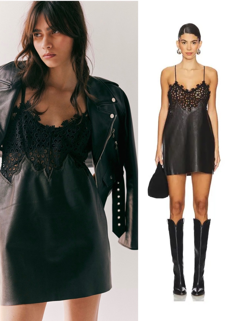 Understated Leather Mirage Leather Lace Mini Dress XS